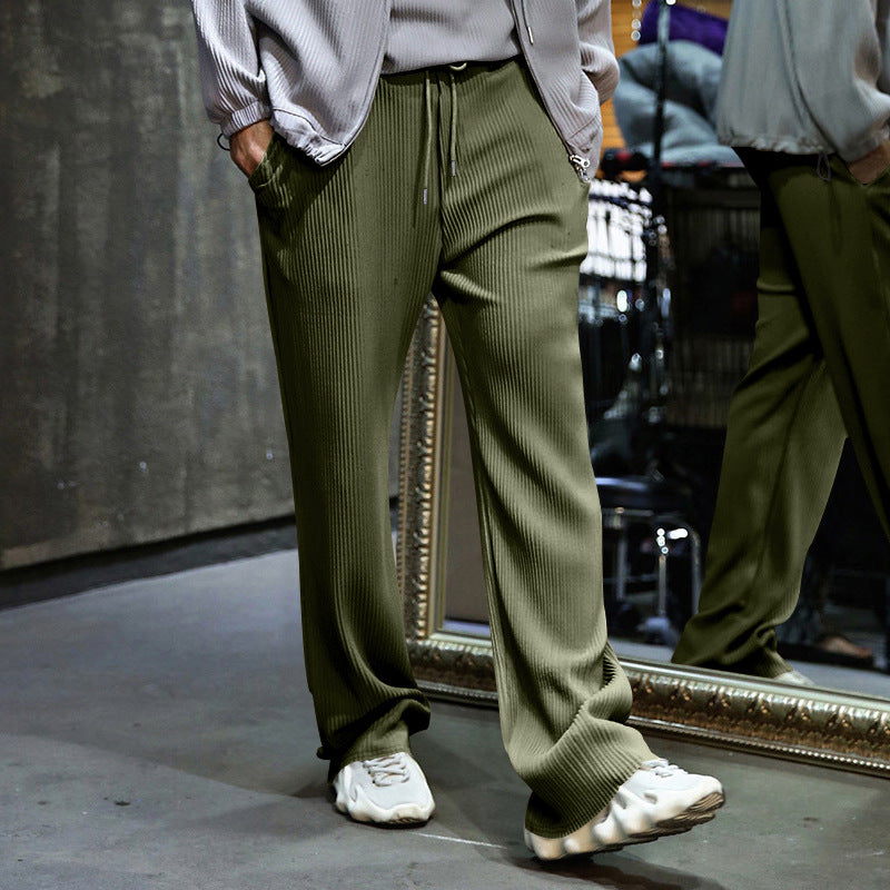 Herren nan locker geschnittene Plissee-Hose mit Tunnelzug und weitem Bein EB