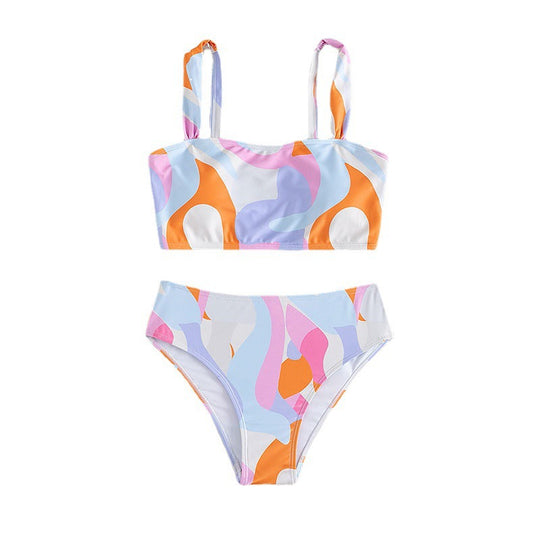 Damen Bikini-Set mit modischem Quadrat-Muster EB
