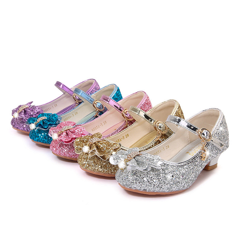 Mädchen Glitzernde Ballerinas mit Schleifenapplikation EB