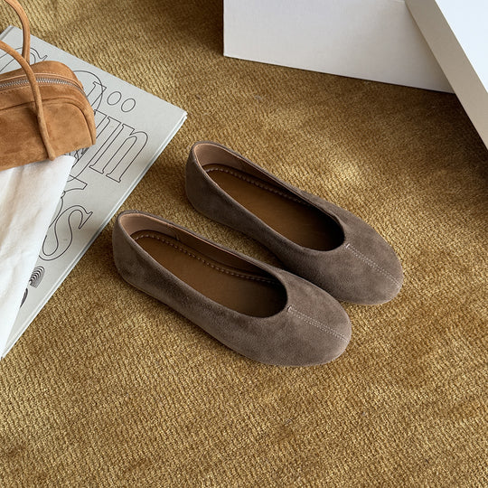 Damen Ballerinas aus hochwertigem Wildleder mit elastischem Rand EB