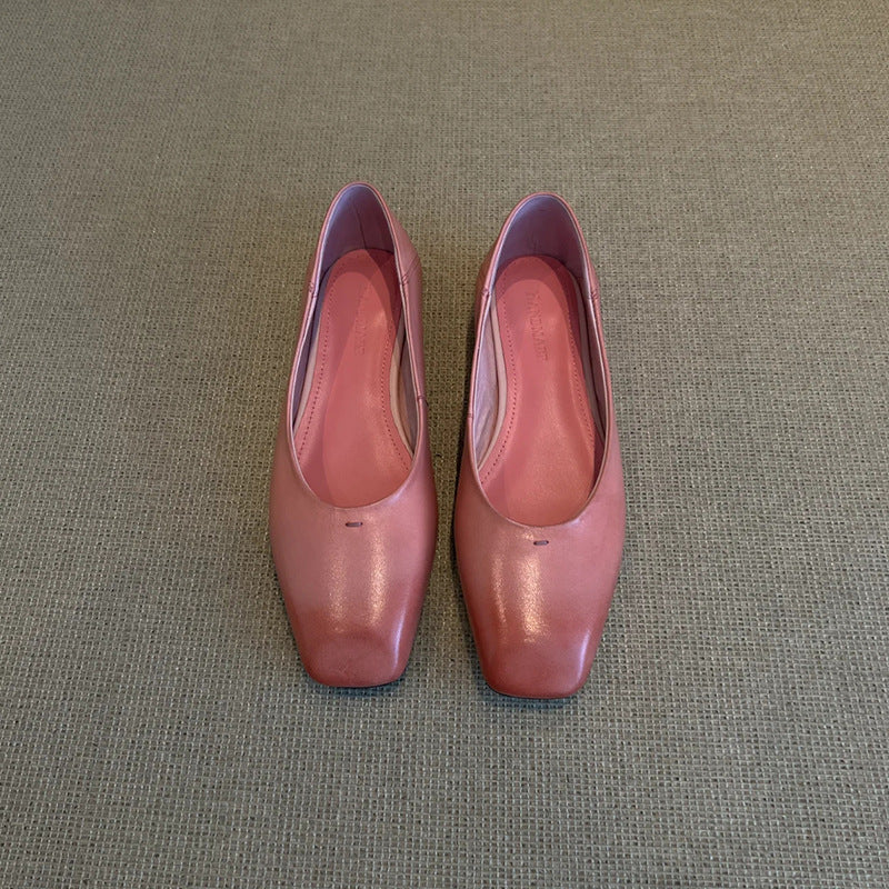 Damen Elegante Flachschuhe mit modischer quadratischer Zehenpartie und hochwertiger Lederverarbeitung EB