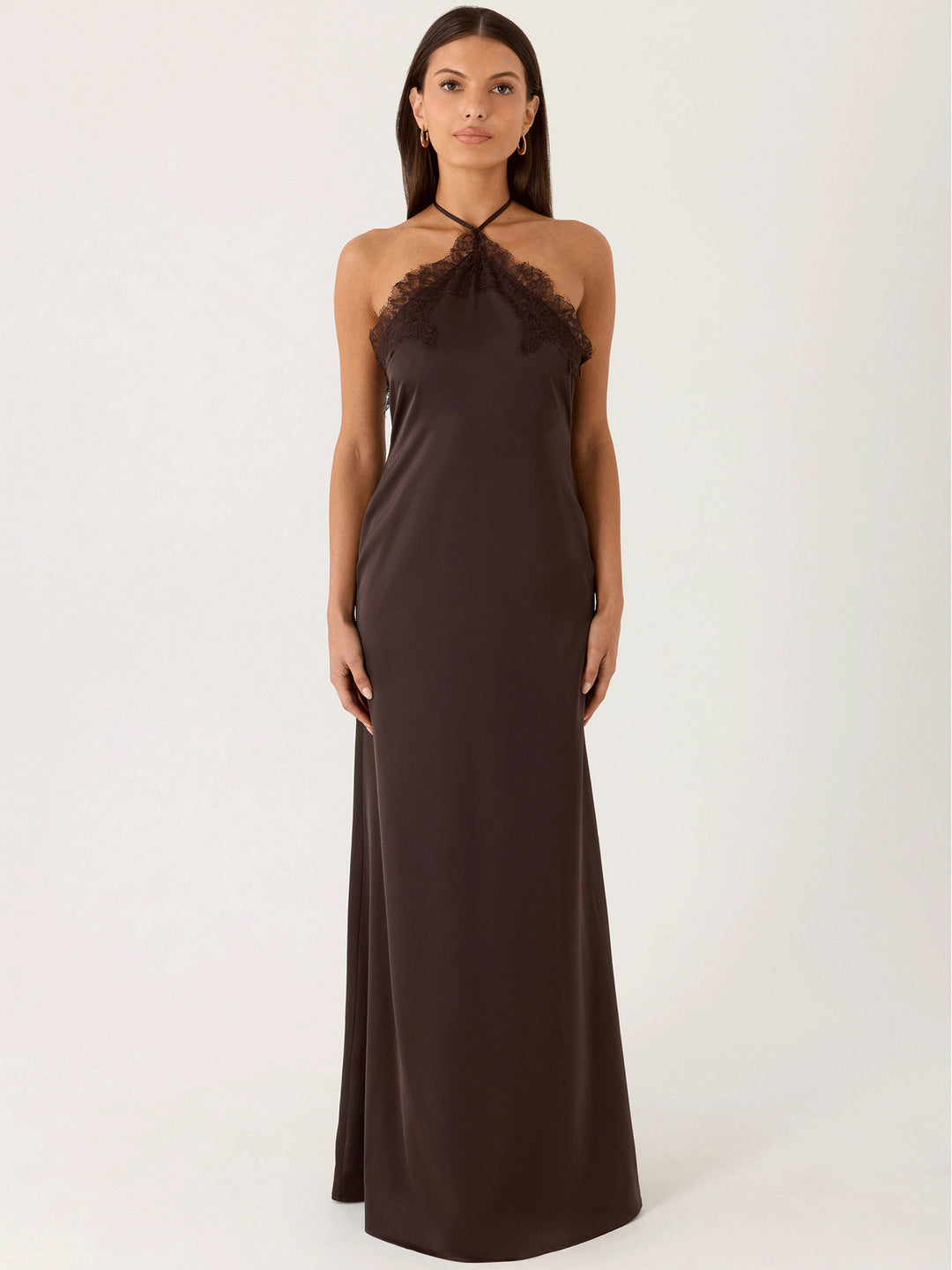 Damen Elegantes Maxikleid mit raffiniertem Spitzen-Bustier und fließendem Stoff EB