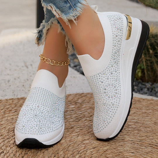 Damen Glitzernde Slip-On Sneakers mit atmungsaktivem Obermaterial und modischem Design EB