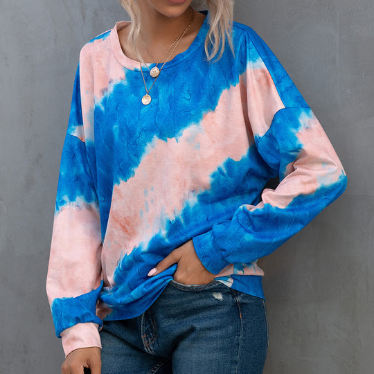 Damen lässiges Tie-Dye Langarmshirt EB
