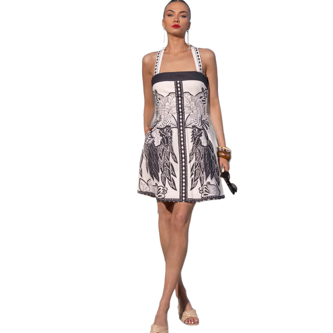 Damen Minikleid mit floralem Design und trägerloser Silhouette EB