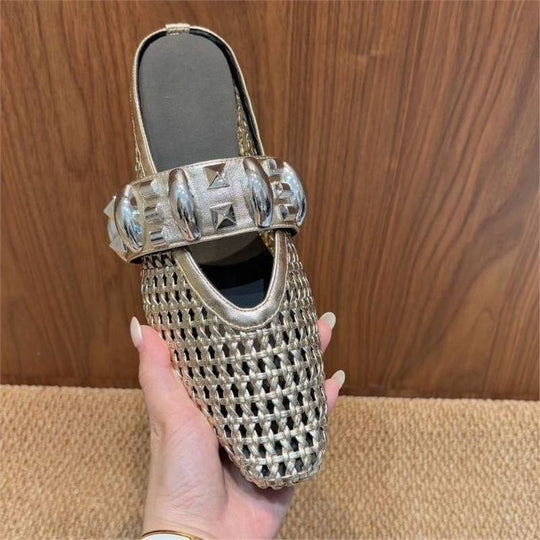 Damen offene Mules mit dekorativem Riemen und modischem Design EB