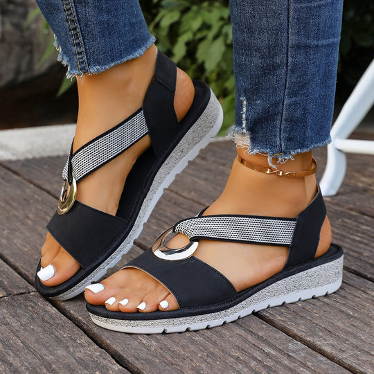 Damen Sandalen mit ergonomischer Sohle und modischem Riemendesign EB
