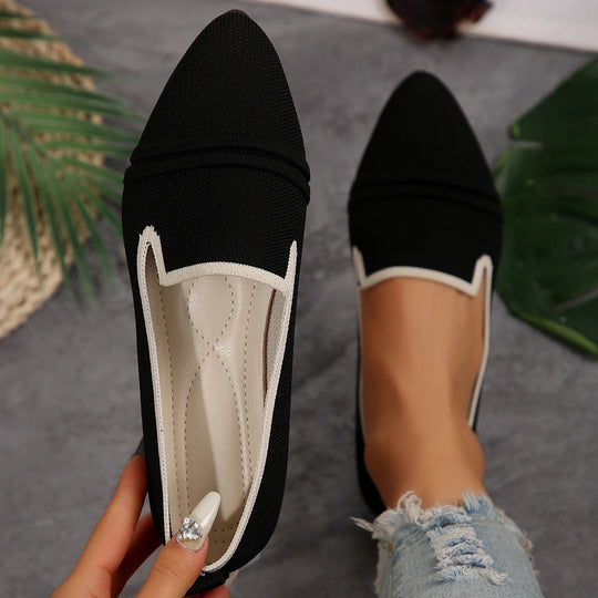 Damen Elegante Slipper mit spitzem Zehenbereich und geschmackvollem Kontrast-Riemen EB