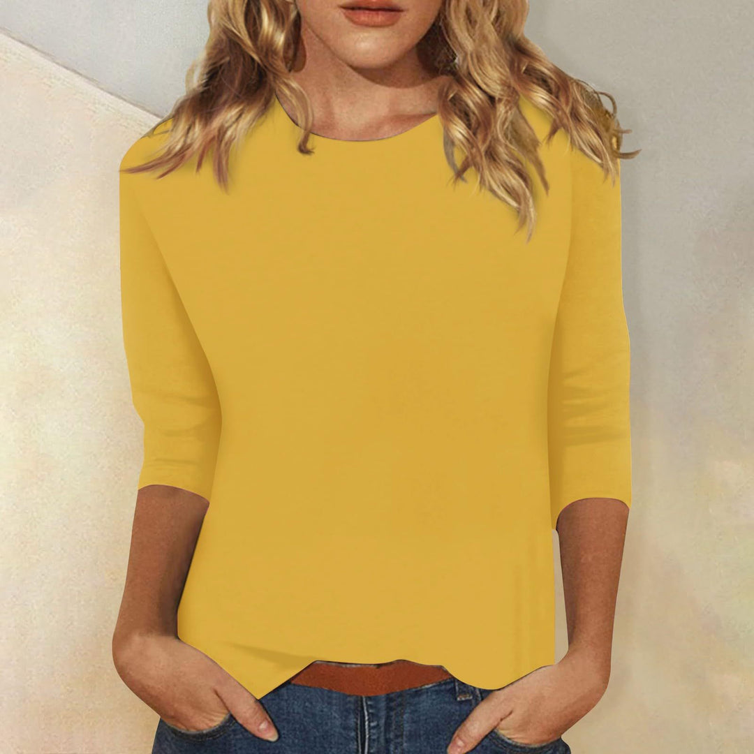 Damen Lockeres Baumwollshirt mit 3/4-Ärmeln EB