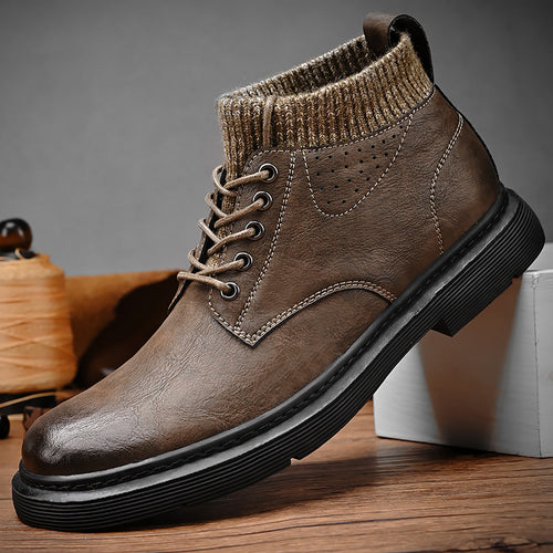 Damen Robuste und stylische Schnürboots mit gestricktem Knöchelbereich EB