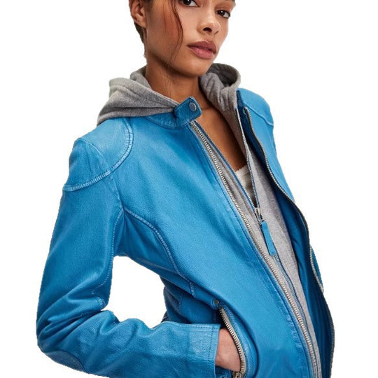 Damen stylische jacke mit abnehmbarer Kapuze EB