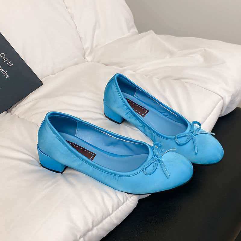 Damen Ballettschuhe mit flexiblem Absatz und zierlichem Schleifendetail EB