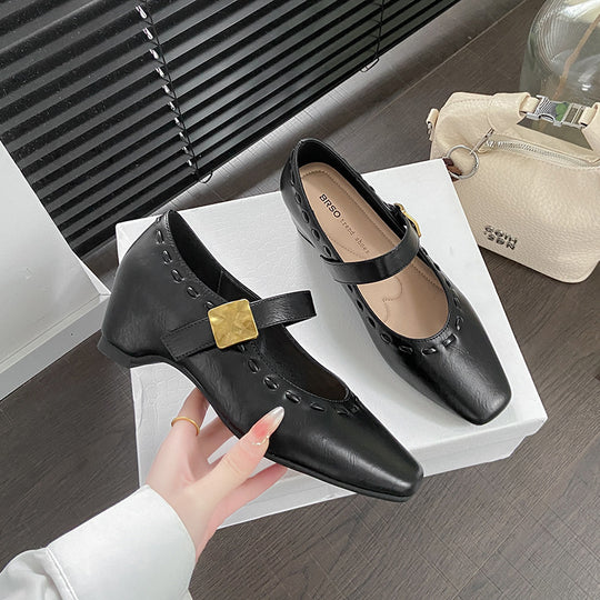 Damen Ballerina-Schuhe mit elegantem Riemchen und modischer Schnalle EB