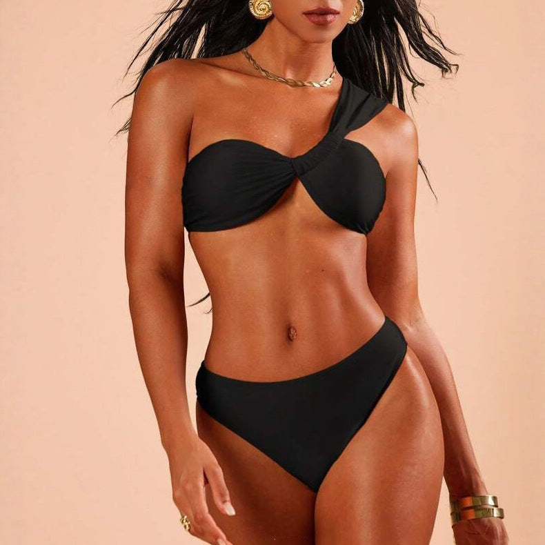 Damen Eleganter einseitiger Bikini mit komfortablem Träger EB