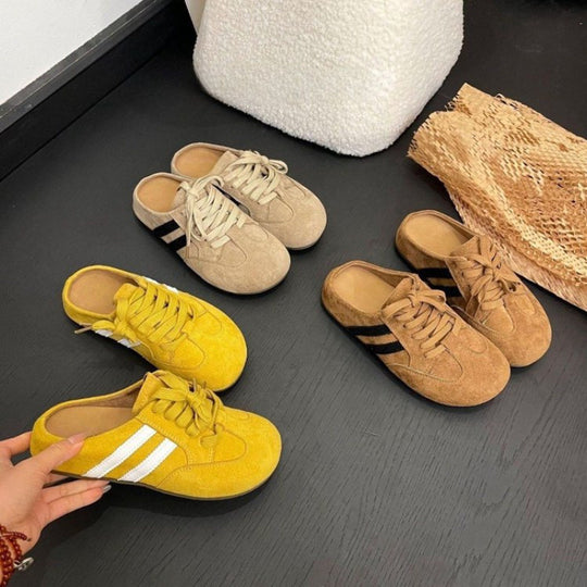 Damen Sneaker Slipper im sportiven Stil mit klassischem Schnürverschluss EB