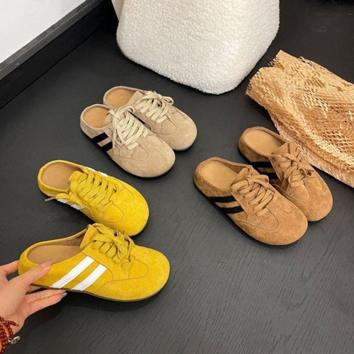 Damen Sneaker Slipper im sportiven Stil mit klassischem Schnürverschluss EB