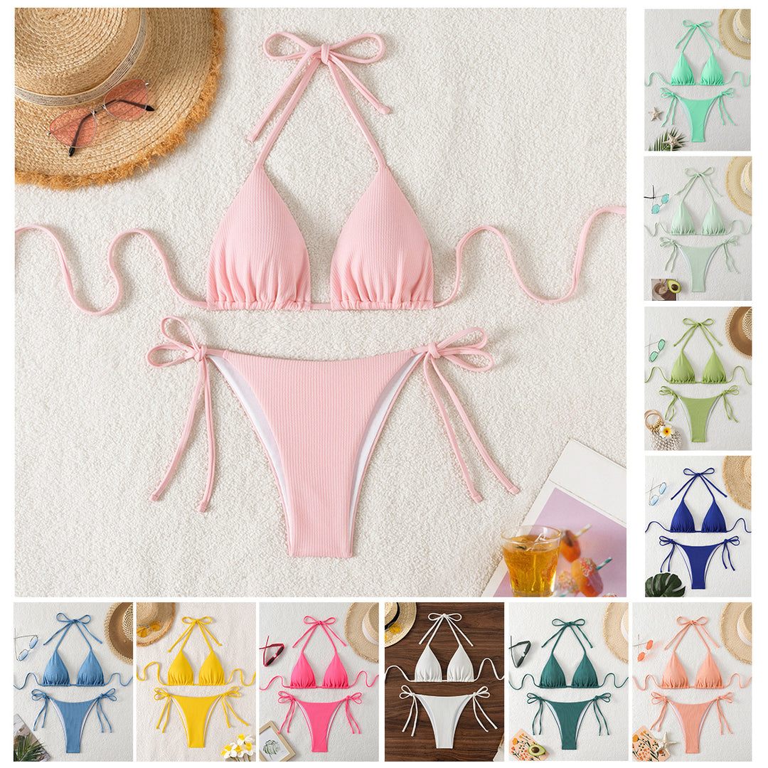 Damen Triangel-Bikini mit verstellbaren Riemen und raffinierten Details EB