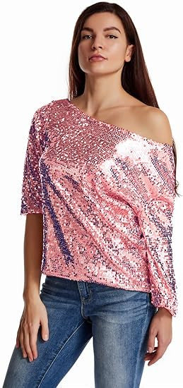 Damen Glitzernde Pailletten-Bluse EB