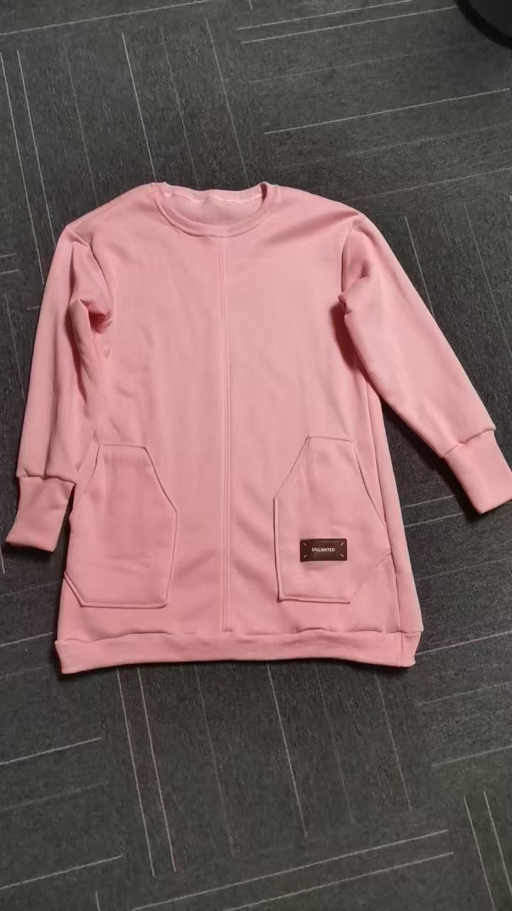 Damen lässiger Hoodie mit praktischen Taschen und dekorativen Details EB