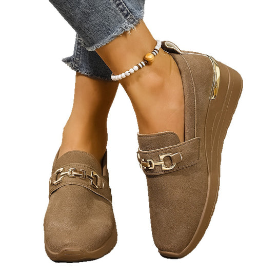 Damen modische Slip-On Sneakers mit glitzernder Schnallenverzierung EB