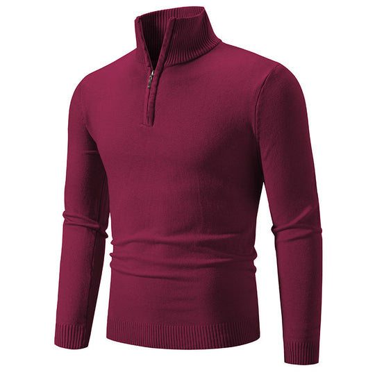 Herren eleganter Strickpullover mit Stehkragen und Reißverschluss EB