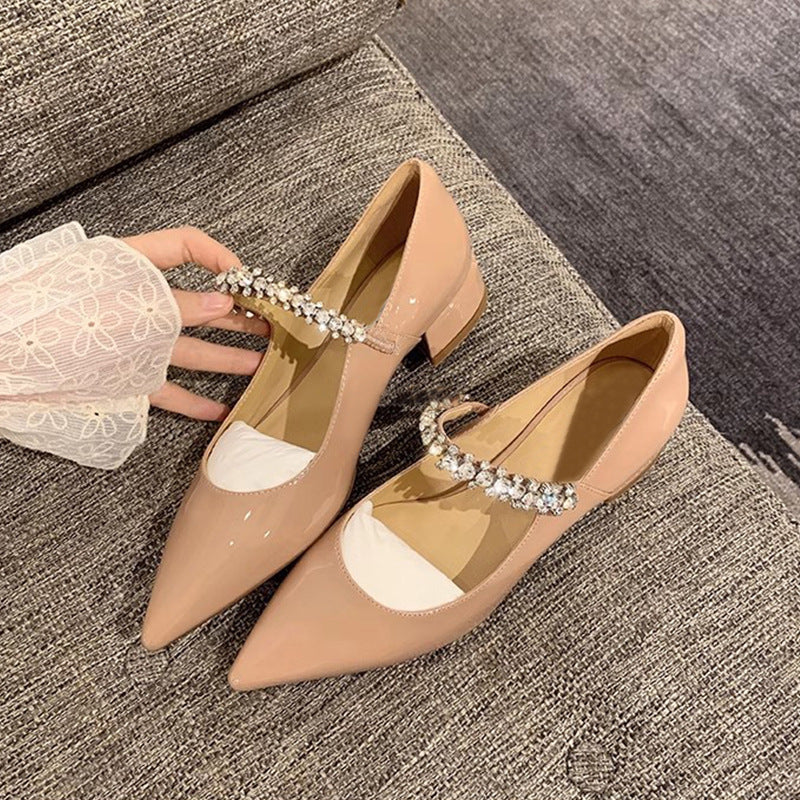 Damen elegante Mary Jane Pumps mit funkelnden Strassdetails EB