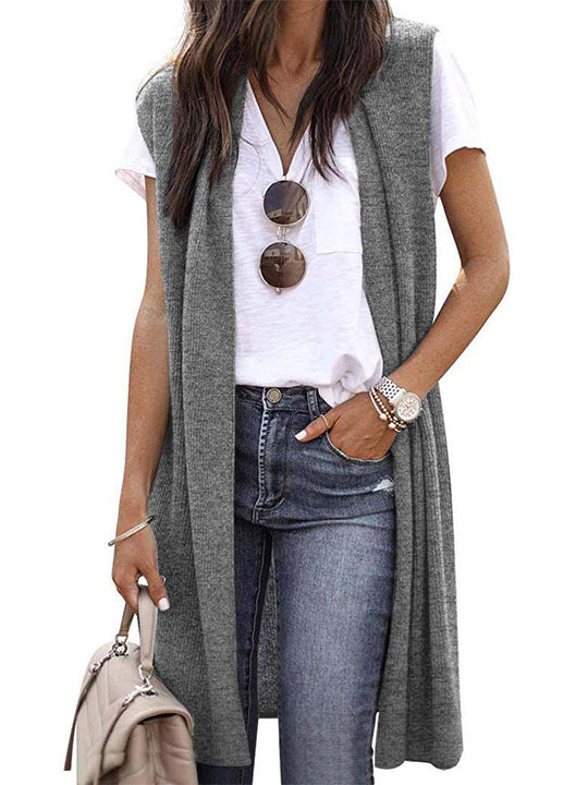 Damen Strickweste im lässigen Oversized-Design mit offenen Fronten und kurzer Ärmellänge EB
