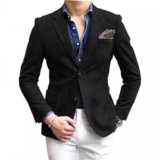 Herren eleganter Samtblazer mit modernem Schnitt und edlen Details EB