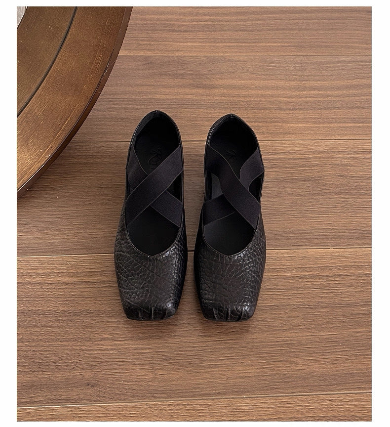 Damen Elegante Ballerinas mit dehnbarem Überkreuz-Riemen EB