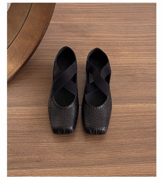 Damen Elegante Ballerinas mit dehnbarem Überkreuz-Riemen EB