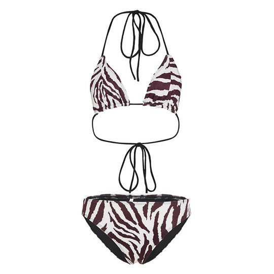 Damen Triangel-Bikini-Set mit stylischem Zebramuster und verstellbaren Trägern EB