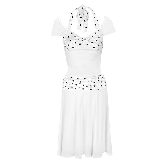 Damen Wickelkleid mit Spaghetti-Trägern und modischem Punktemuster EB