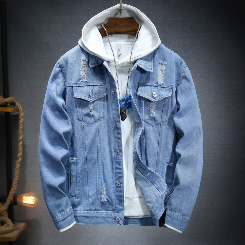Herren lässige Jeansjacke mit bequemem Hoodie-Einsatz und modischen Details EB