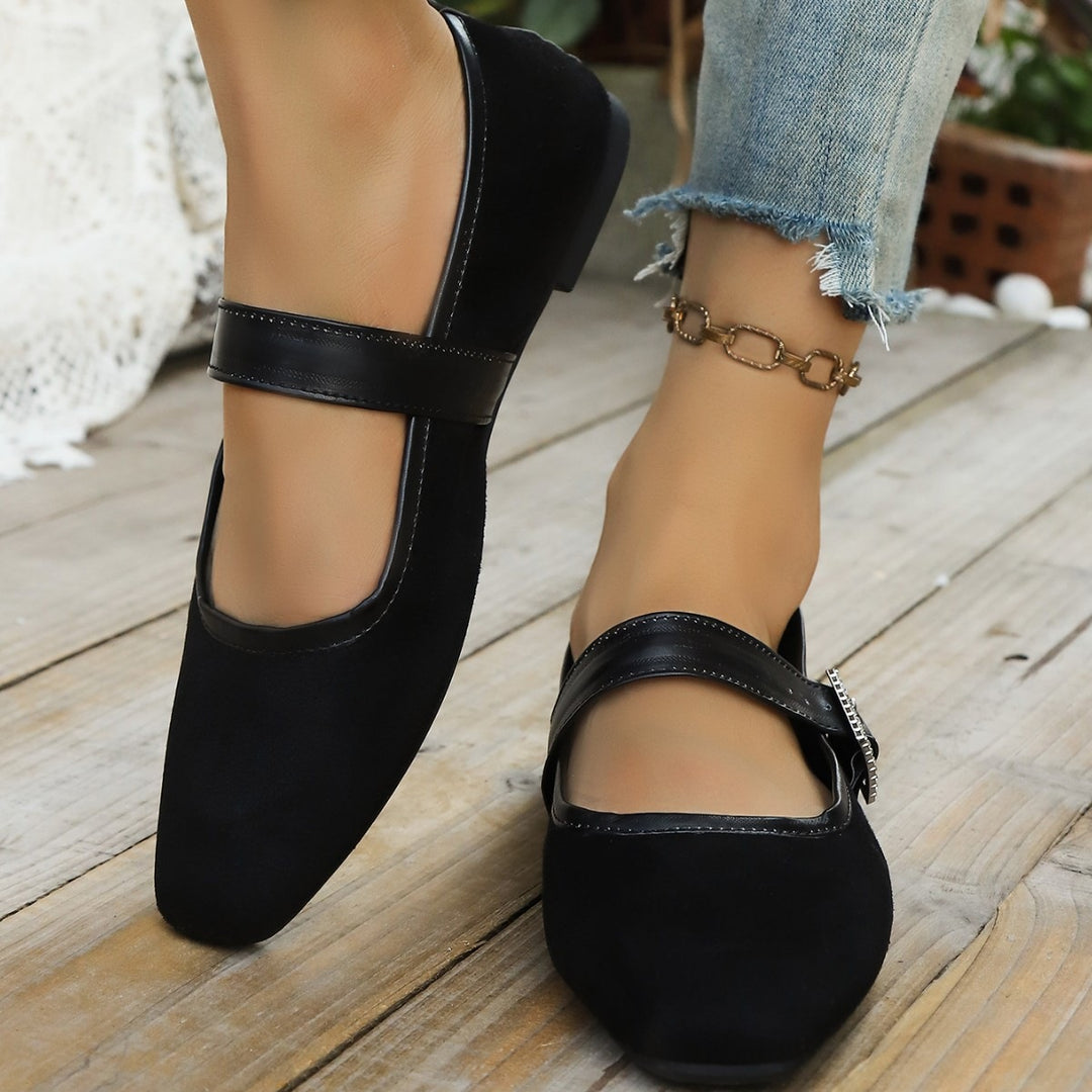 Damen Elegante und bequeme Ballerinas mit verstellbarem Riemen EB