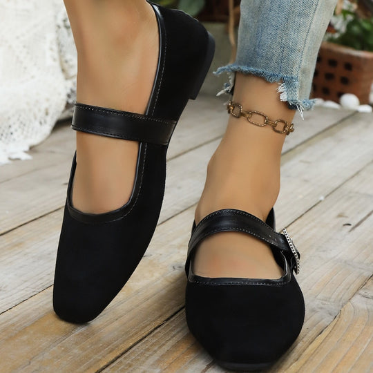 Damen Elegante und bequeme Ballerinas mit verstellbarem Riemen EB
