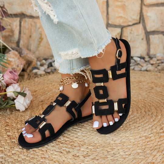 Damen elegante Sandalen mit modischen geometrischen Riemen EB