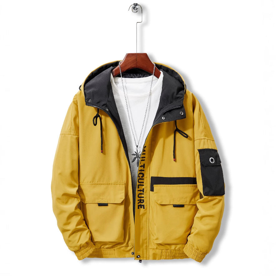 Herren Utility-Kapuzenshelljacke mit Multifachtaschen und kontrastgefütterter Kapuze EB