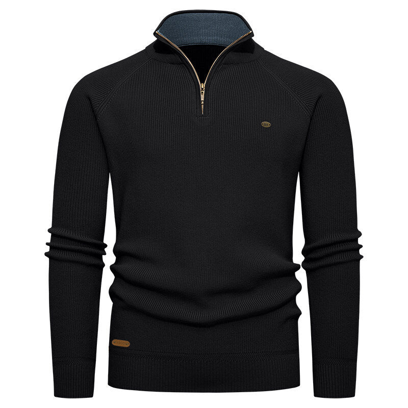 Herren Strickpullover mit Stehkragen und Reißverschluss EB