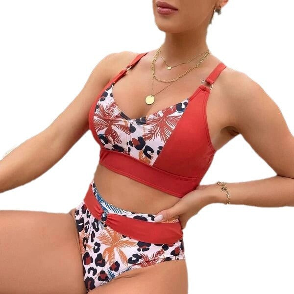 Damen Bikini-Set mit Hohem Bund und Modischem Design EB