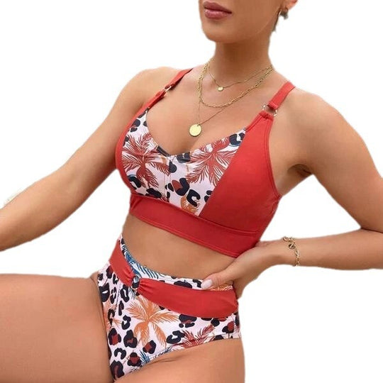 Damen Bikini-Set mit Hohem Bund und Modischem Design EB