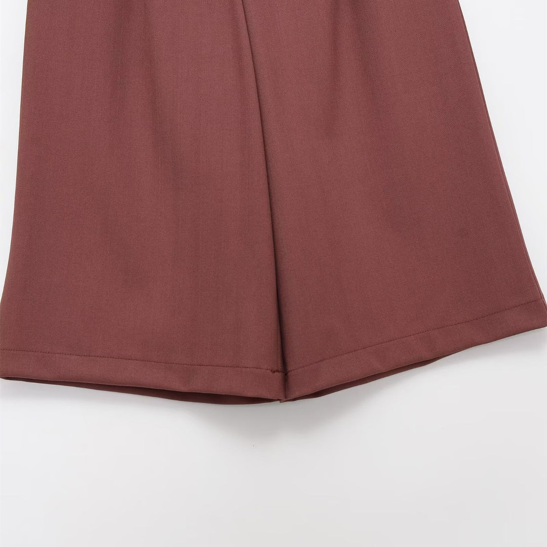 Damen weite Hochbund-Shorts mit eleganter Faltenlegung EB