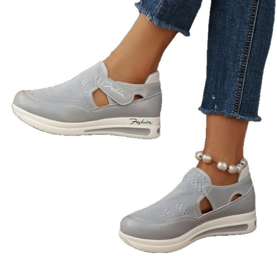 Damen atmungsaktive Slip-On Sneakers mit elastischem Obermaterial EB