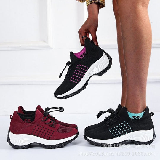 Damen leichte und atmungsaktive Sportschuhe mit elastischem Schnürsystem EB