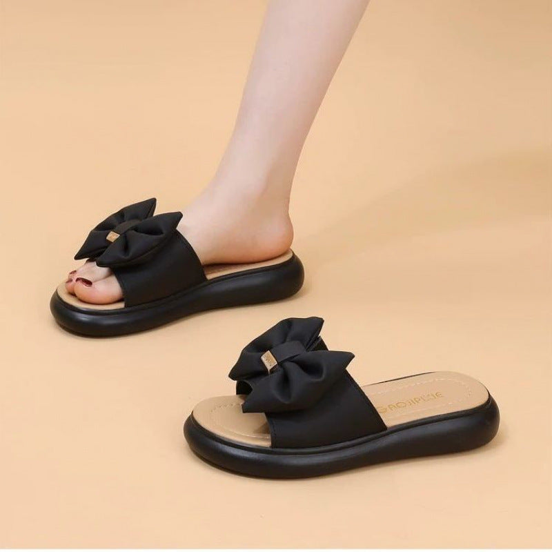 Damen Badesandalen mit dekorativem Schleifendesign und bequemer Sohle EB