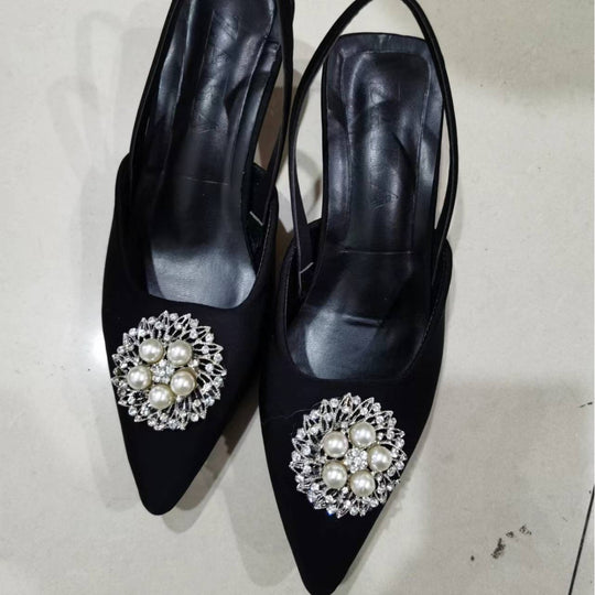 Damen Sling-Pumps mit eleganter Brosche EB