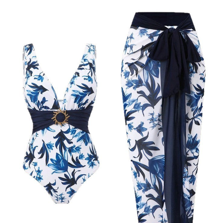 Damen Badeanzug mit elegantem Überrock EB