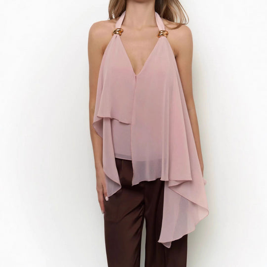 Damen Chiffonoberteil mit asymmetrischem Schnitt und Glanzdetails EB