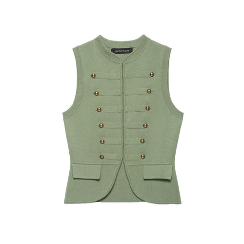 Damen raffinierte Utility-Weste im Militärstil mit Knopfdetails EB