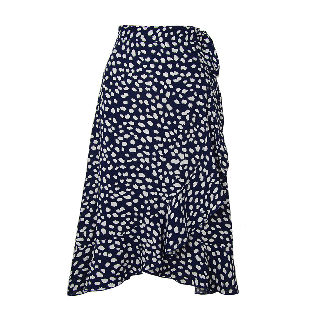 Damen Wickelrock mit asymmetrischem Volant und seitlichem Bindeband EB