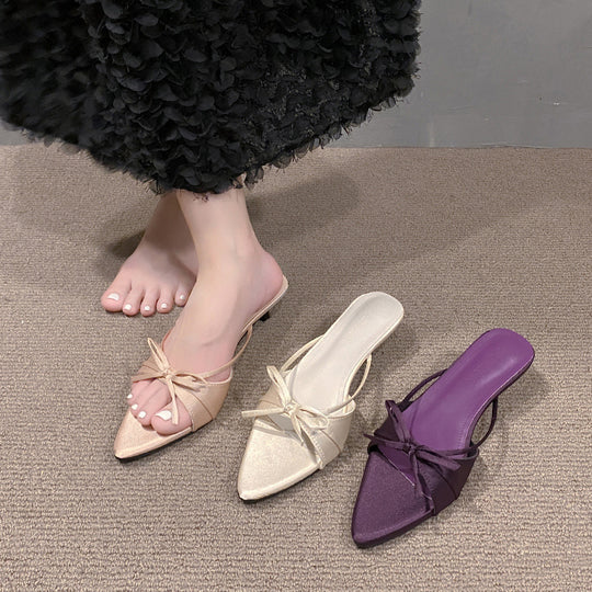 Damen Elegante Slingback-Mules mit dekorativen Schleifen EB
